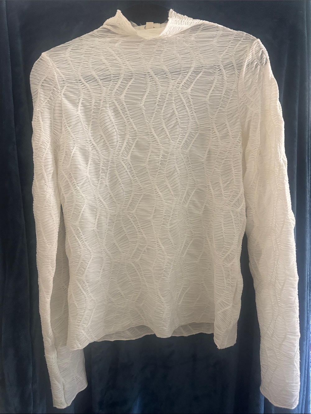 Women's off White LENA Textured Long-Sleeve Top Large
